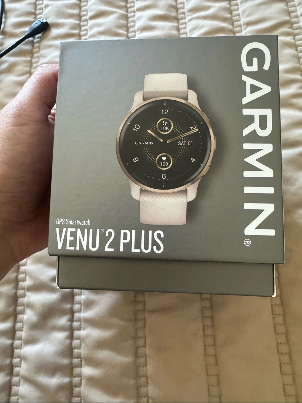 Garmin Venu 2 Plus Smartwatch - White and gold